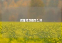 请律师费用怎么算