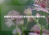 离婚协议书自己写还是律师写的选择与考量