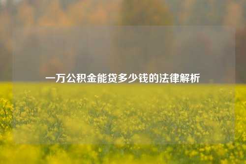 一万公积金能贷多少钱的法律解析