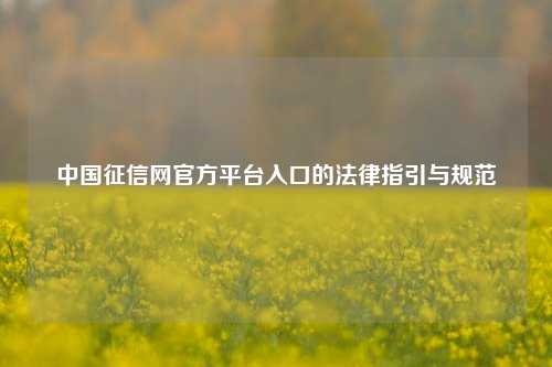 中国征信网官方平台入口的法律指引与规范