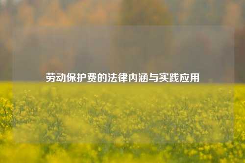 劳动保护费的法律内涵与实践应用